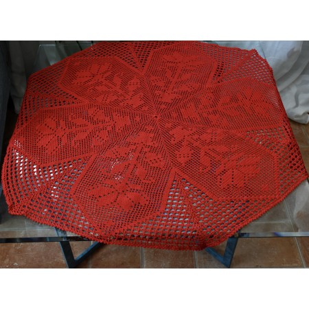 TOVAGLIETTA  ROSSA NATALIZIA AD UNCINETTO diam. 80 cm