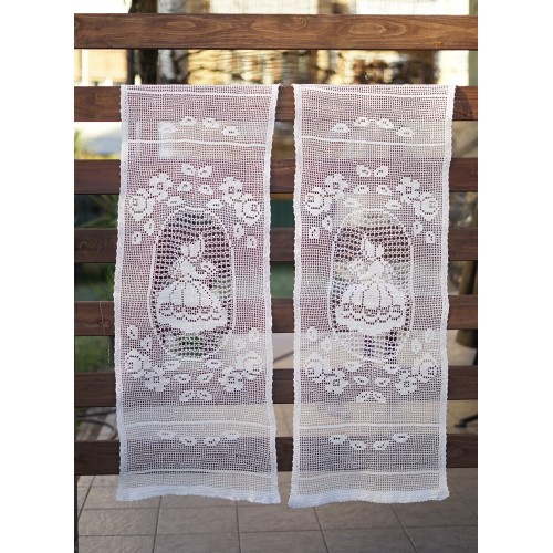 COPPIA TENDINE REALIZZATE A MANO AD UNCINETTO 119x43 cm