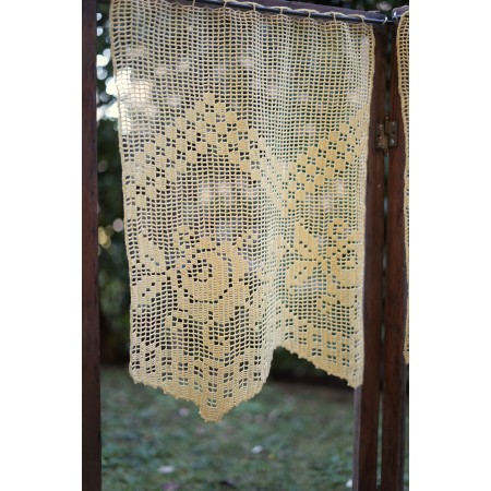COPPIA TENDINE GIALLE  "Rose" AD UNCINETTO