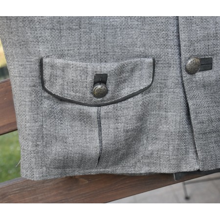 GILET  Tg.52 it. UOMO TIROLESE LINO e PELLE Amann