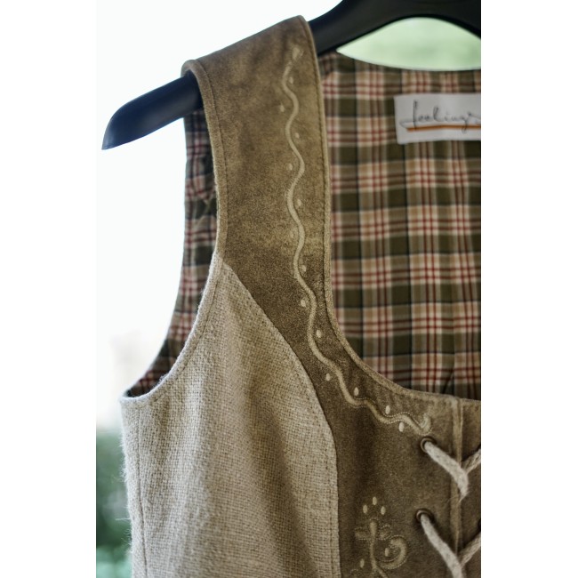 GILET CORPETTO TIROLESE Tg 42 it Lino/ Pelle