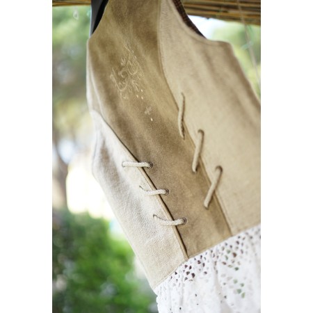 GILET CORPETTO TIROLESE Tg 42 it Lino/ Pelle