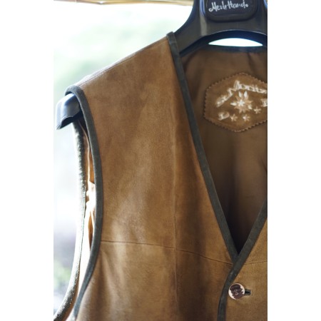 GILET  Tg.56 it. UOMO TIROLESE IN PELLE St Moriz