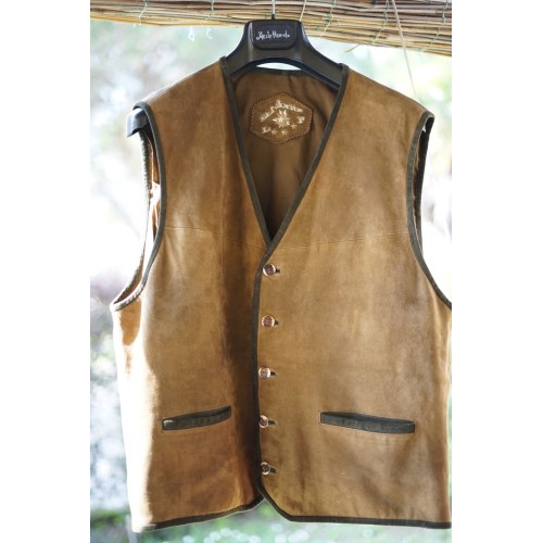 GILET  Tg.56 it. UOMO TIROLESE IN PELLE St Moriz