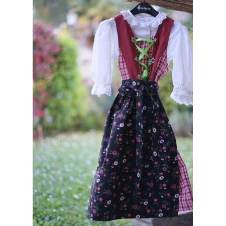 ABITO TIROLESE   tg.128 6/7 anni + GREMBIULE CAMICIA