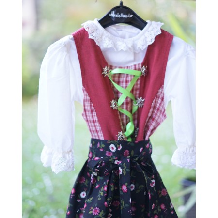 ABITO TIROLESE   tg.128 6/7 anni + GREMBIULE CAMICIA