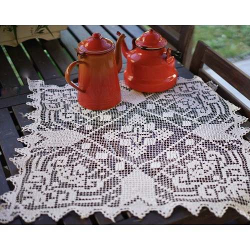 ANTICA TOVAGLIETTA  FILET A RETE 60x60cm ca.