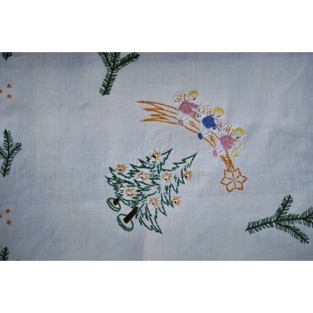 TOVAGLIA  NATALIZIA RICAMATA A MANO 120x120 cm
