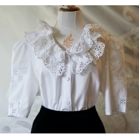 CAMICIA CON PIZZO STILE TIROLESE  tg 48/50 it. Hess