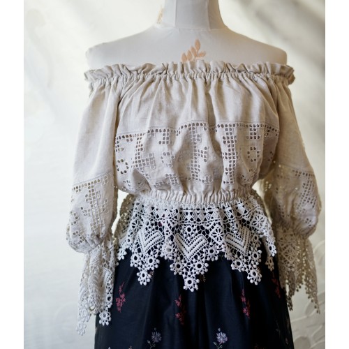 CAMICIA CON PIZZO STILE TIROLESE  tg 44 it. Coluntry Line