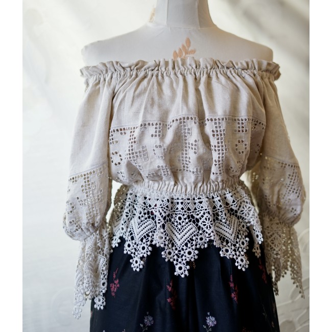 CAMICIA CON PIZZO STILE TIROLESE  tg 44 it....
