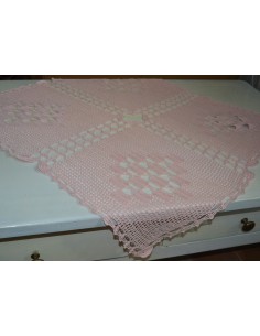 TOVAGLIETTA ROSA REALIZZATA A MANO AD UNCINETTO 60x60 cm