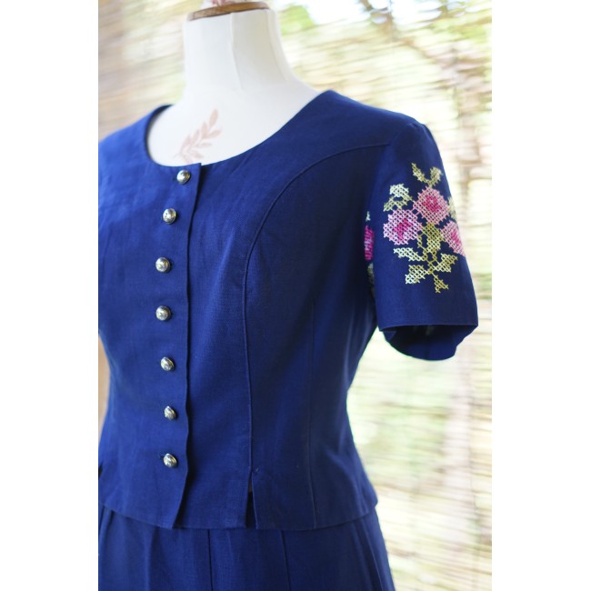 COMPLETO BLU tg. 46 it CAMICIA + GONNA TIROLESE...