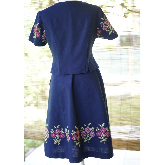 COMPLETO BLU tg. 46 it CAMICIA + GONNA TIROLESE...