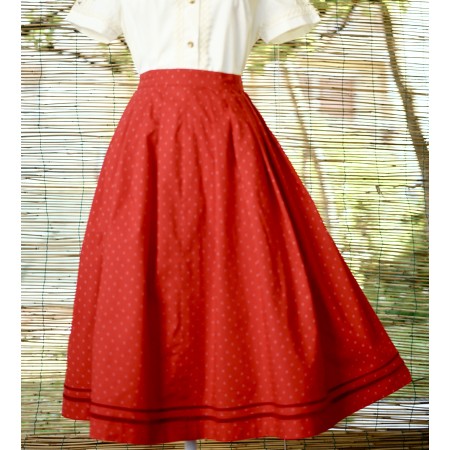 GONNA IN COTONE IN STILE TIROLESE tg. 42 it. Lodenfrey ROSSA
