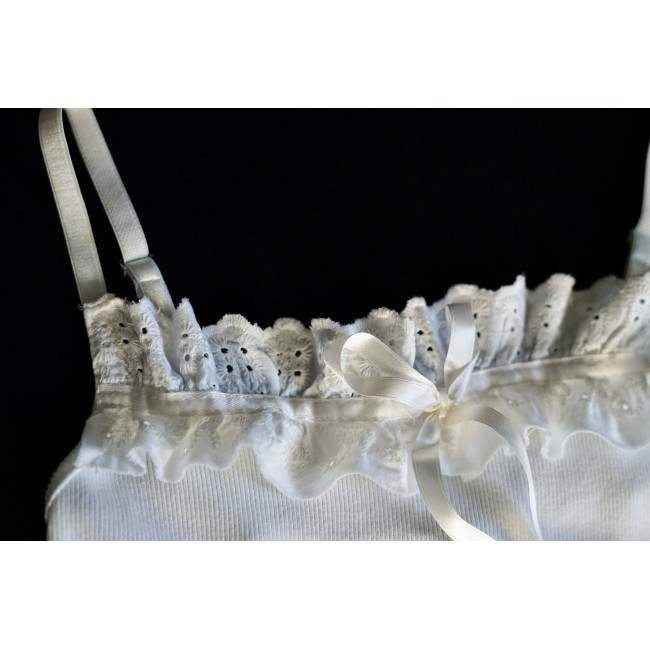 TOP COTONE CON MERLETTO Tg. S/XS DONNA...