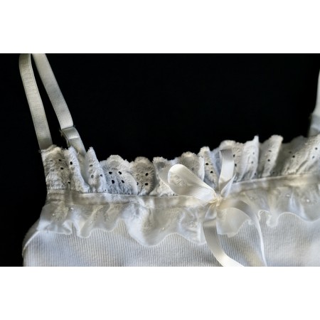 TOP COTONE CON MERLETTO Tg. S/XS DONNA Rinascimento