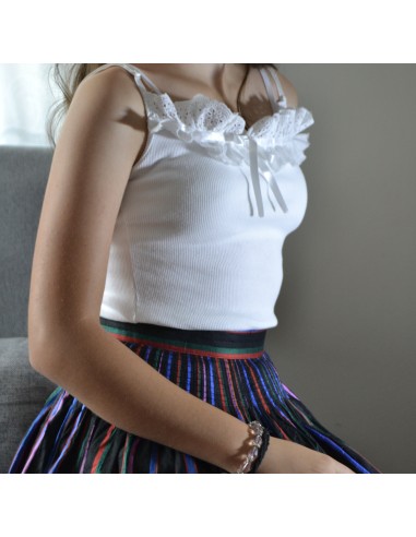 TOP CON MERLETTO Tg. XS/S Bianco