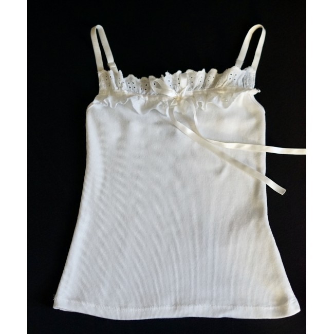 TOP CON MERLETTO Tg. XS/S Bianco RINASCIMENTIO