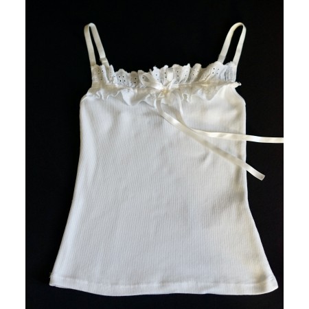 TOP CON MERLETTO Tg. XS/S Bianco RINASCIMENTIO