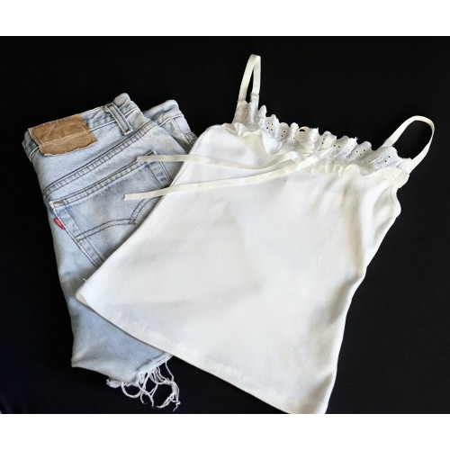 TOP CON MERLETTO Tg. XS/S Bianco RINASCIMENTIO