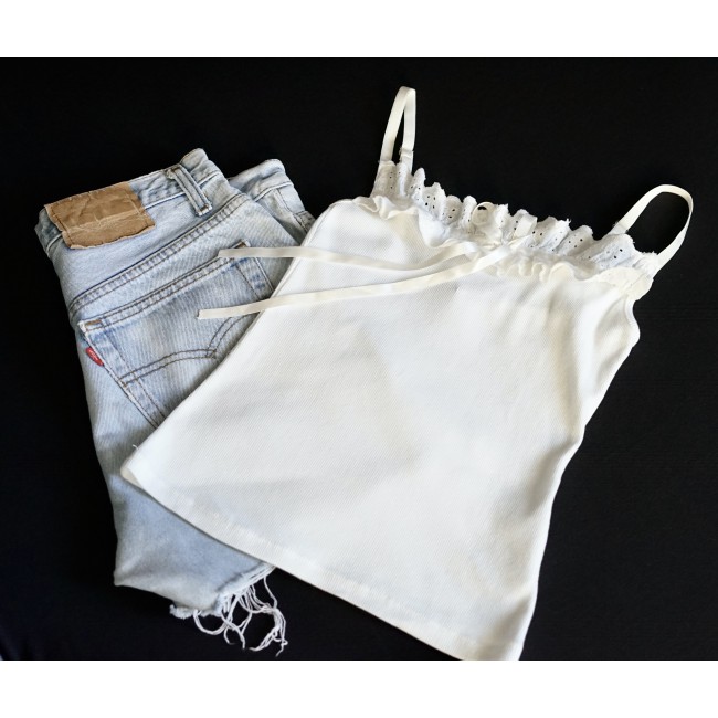 TOP CON MERLETTO Tg. XS/S Bianco RINASCIMENTIO