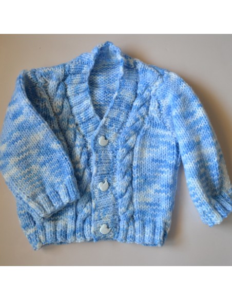 MAGLIONCINO AZZURRO REALIZZATO A MANO 1/3 mesi