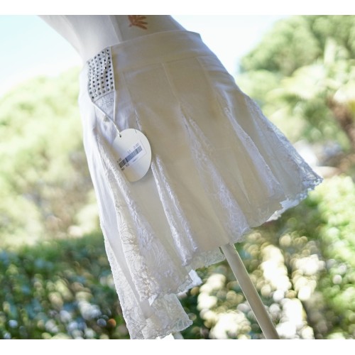 GONNA ASIMMETRICA LINO E PIZZO  tg. S -Dolce Ribelle- Nuova