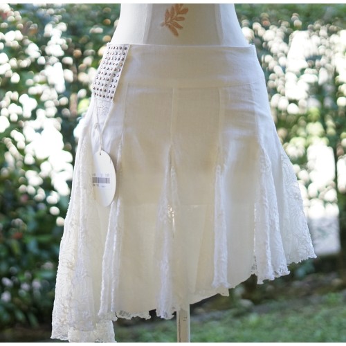 GONNA ASIMMETRICA LINO E PIZZO  tg. S -Dolce Ribelle- Nuova 2
