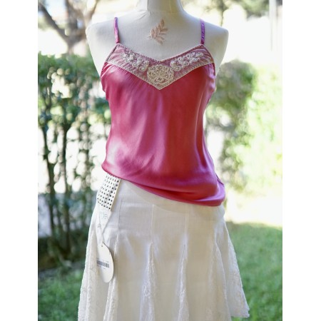 TOP CANNOTIERINA IN SETA 100% ROSA TG. 42 it/ 12 uk Jane Norman