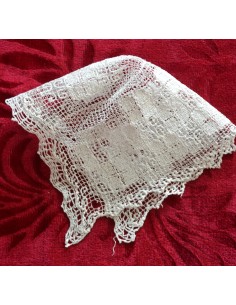 ANTICA CUFFIA CUFFIETTA NEONATO IN FILET SICILIANO