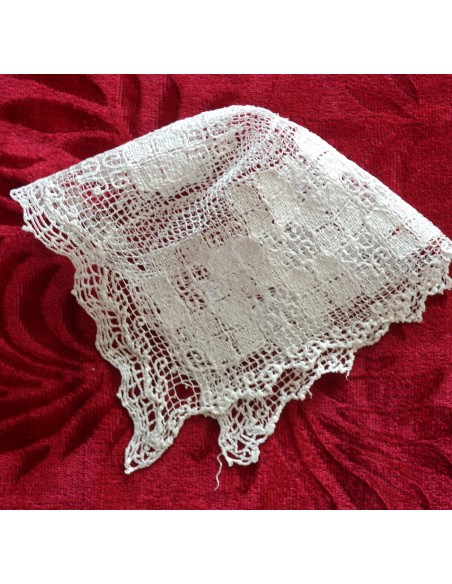 ANTICA CUFFIA CUFFIETTA NEONATO IN FILET SICILIANO