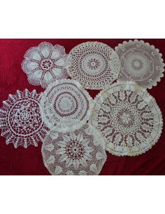 SET 7 CENTRI REALIZZATI AD UNCINETTO 35/45 cm