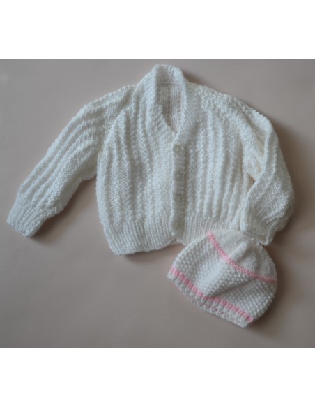 MAGLIONCINO+ CAPPELLINO NEONATA REALIZZATO A MANO 1/3mesi
