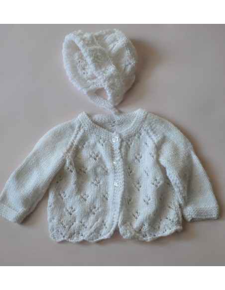 MAGLIONCINO+ CAPPELLINO NEONATA REALIZZATO A MANO 1/3mesi