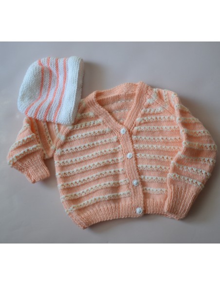 MAGLIONCINO+ CAPPELLINO NEONATA REALIZZATO A MANO 9/12 mesi