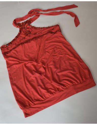 TOP ROSSO CON PERLINE Tg.48 South