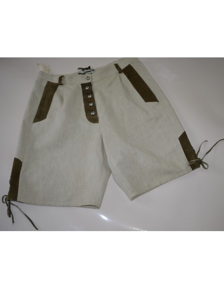 PANTALONCINI TG.50 italiana PELLE LINO DONNA STILE TIROLESE  Distler