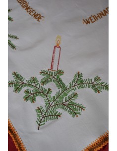 TOVAGLIETTA NATALIZA RICAMATA A MANO 100x90 cm " Felice...