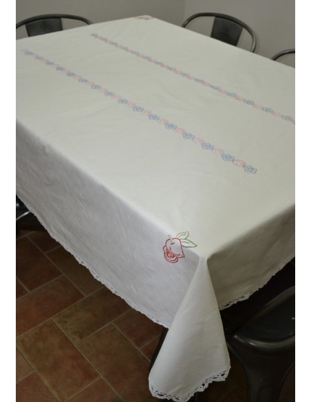 TOVAGLIA " Frutta" RICAMATA A MANO 150x170 cm