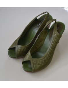 SCARPE PELLE  N° 38,5  6  COLORE VERDE Barratts