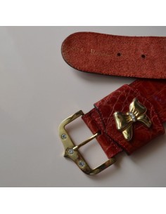 CINTURA IN PELLE STILE TIROLESE tg. 53/63cm 2