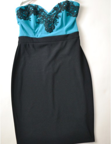  ABITO DA SERA NERO / TURCHESE  CON MERLETTO...