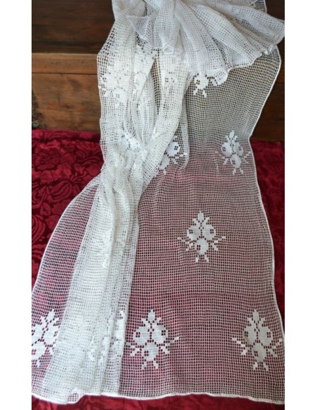 ANTICA TENDA primi'900 REALIZZATA A MANO AD UNCINETTO 210x180 cm ca.