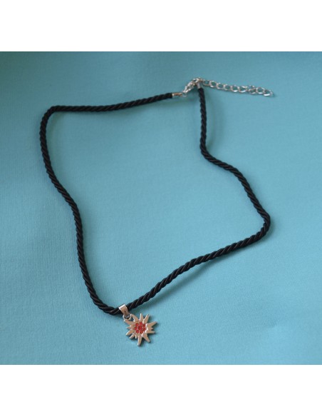 COLLANA TIROLESE LEGNO NATURALE "Edelweiss" Stella Alpina