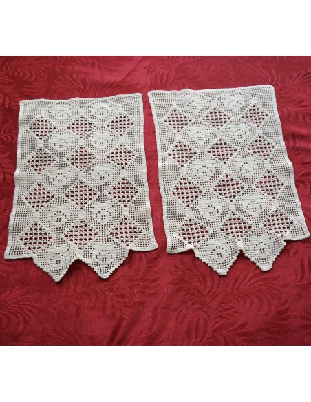 COPPIA TENDINE CREMA AD  UNCINETTO 50x35 cm