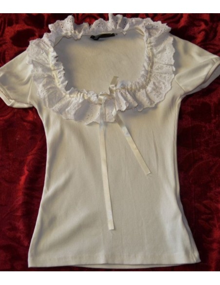 CAMICETTA IN STILE TIROLESE S/M Nastro Crema