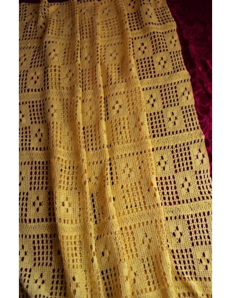 COPERTA / PLAID/ COPRITAVOLO IN COTONE GIALLO 175x175cm